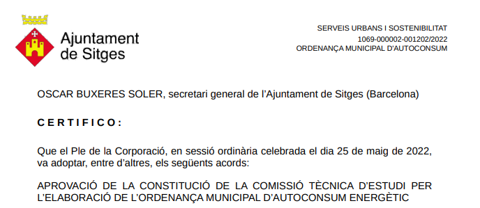 2.3.1.3. Potenciar la participació de la ciutadania cap a la transició energètica mitjançant l’ordenança municipal d’autoconsum energètic